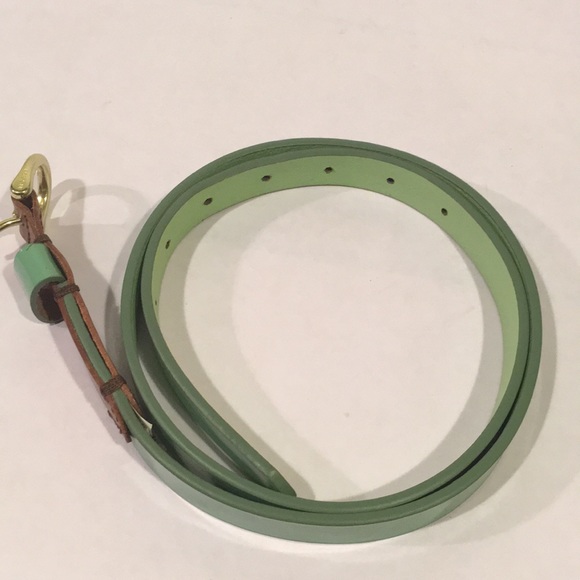 Fossil Mint Green Patent Leather Slim Belt Minimalist Career Size Medium - Picture 13 of 15